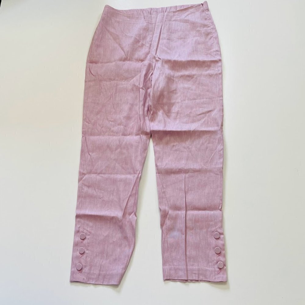 NWT J. Jill Pant Trouser TALL LONG Linen Stretch Button Ankle Cuff Travel Beach - Picture 11 of 13